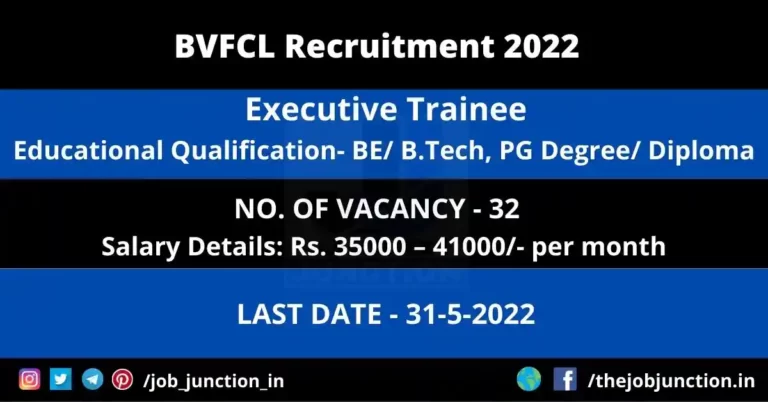 BVFCL Executive Trainee Recruitment 2022