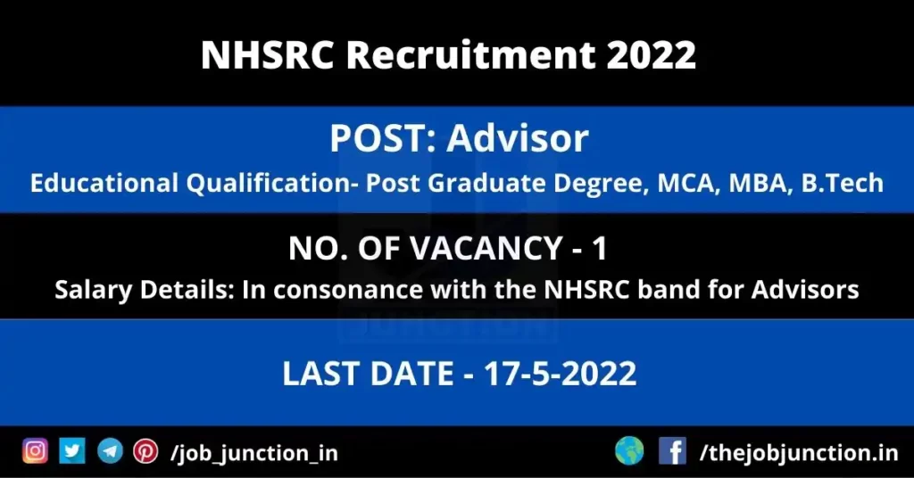 NHSRC Advisor Recruitment 2022