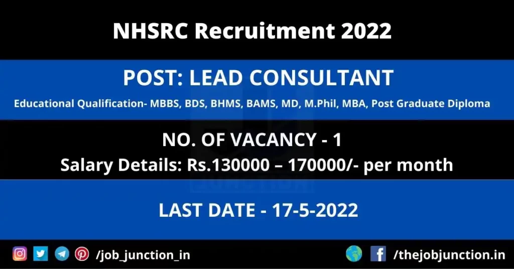 NHSRC Lead Consultant Recruitment 2022
