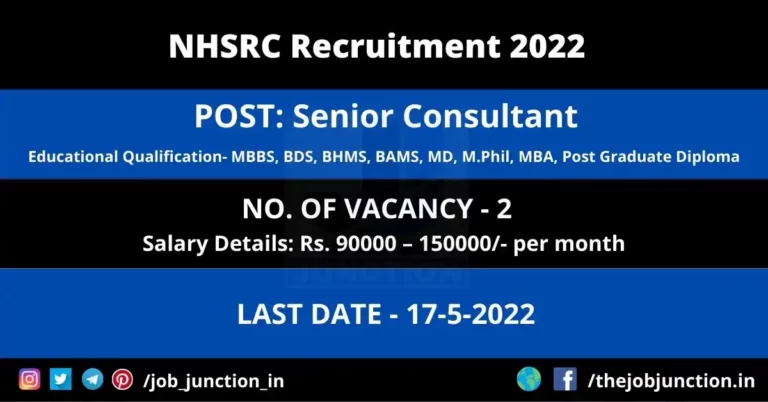 NHSRC Senior Lead Consultant Recruitment 2022