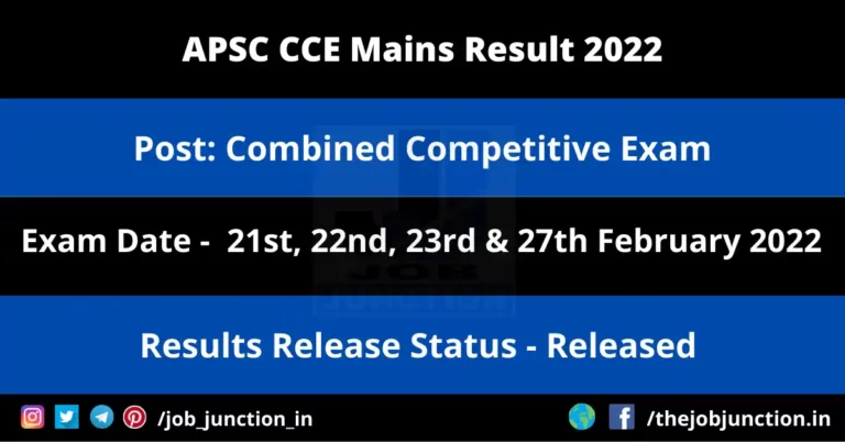 APSC CCE Mains Result 2022