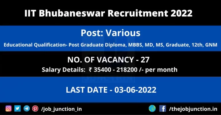 IIT Bhubaneswar Recruitment 2022 june