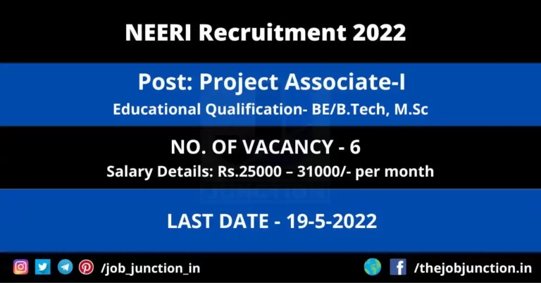 NEERI Project Associate Recruitment 2022