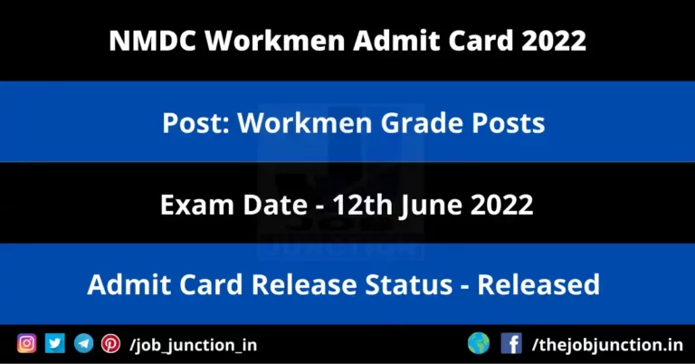 NMDC Workmen Admit Card 2022
