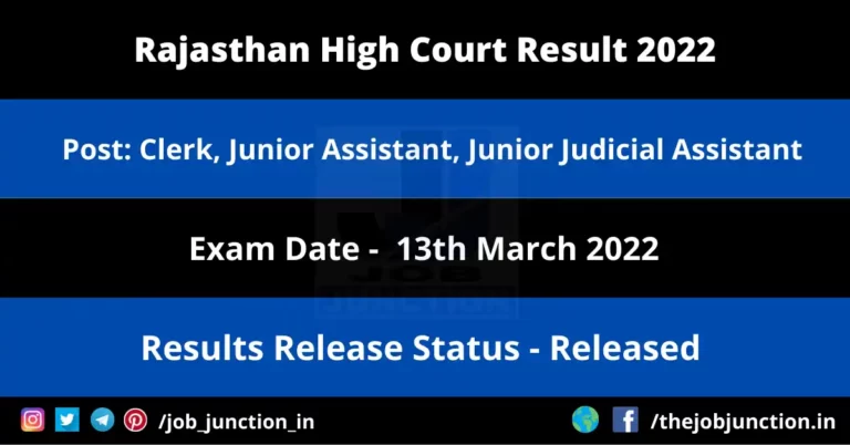 Rajasthan High Court Clerk JA JJA Result 2022