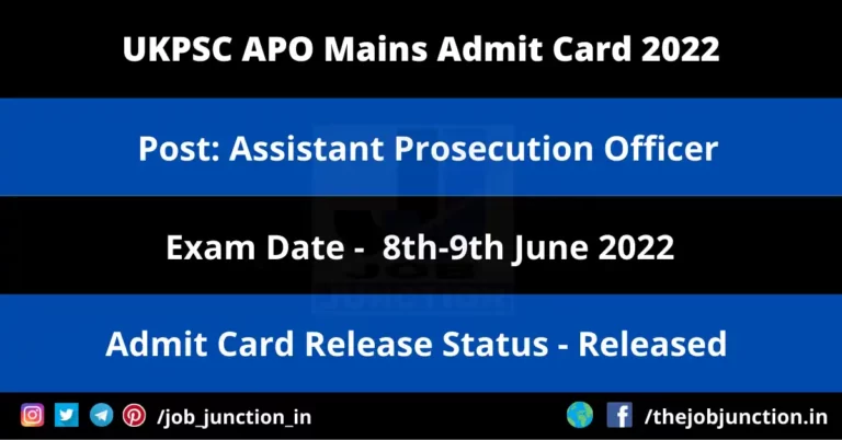 UKPSC APO Mains Admit Card 2022