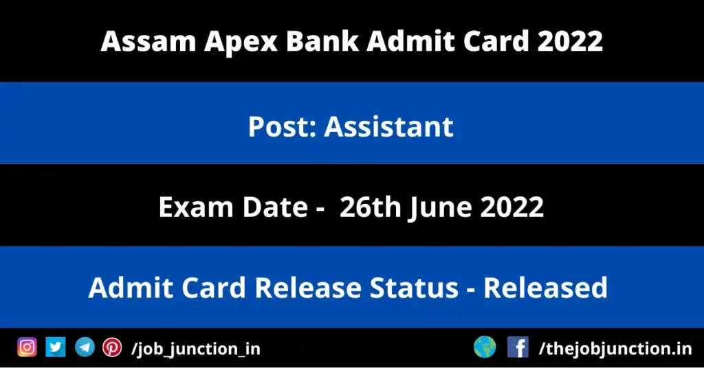 Assam Apex Bank Assistant Admit Card 2022