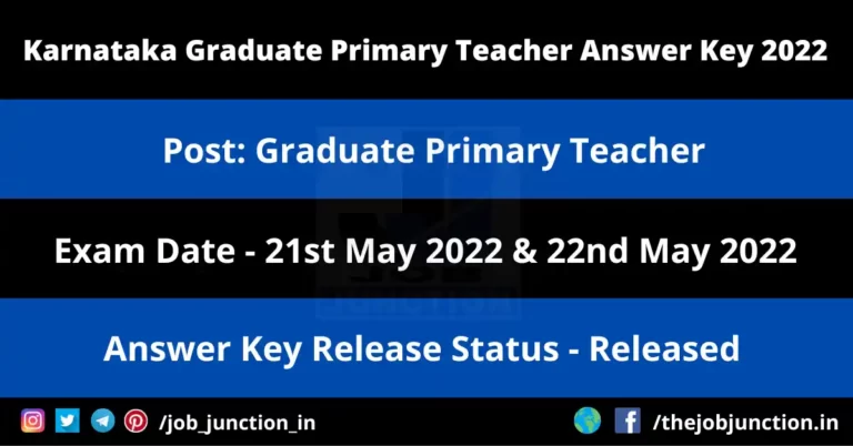Karnataka Graduate Primary Teacher Answer Key 2022