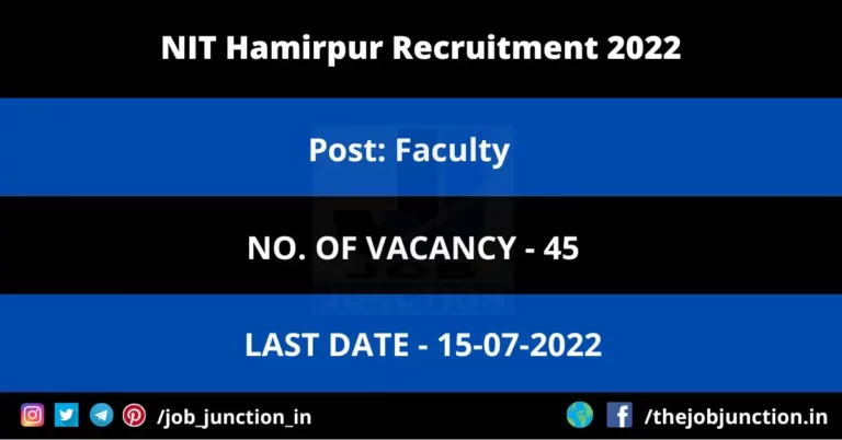 NIT Hamirpur Faculty Recruitment 2022