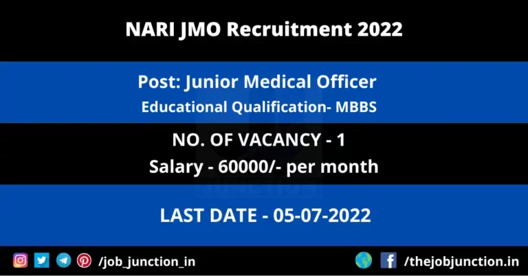 Overview Of NARI JMO Recruitment 2022