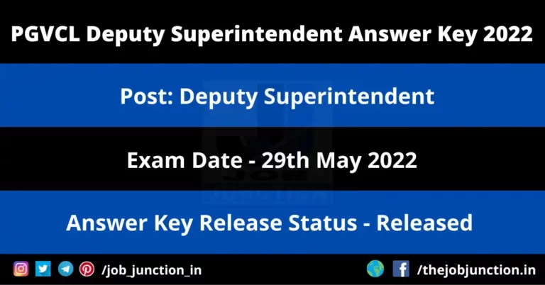 PGVCL Deputy Superintendent Answer Key 2022