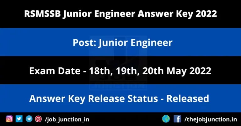 RSMSSB Junior Engineer Answer Key 2022