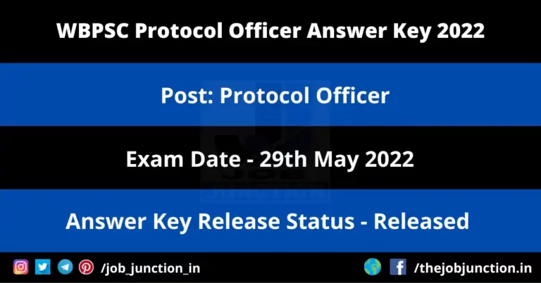 WBPSC Protocol Officer Answer Key 2022