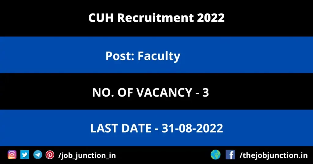 CUH Faculty Recruitment 2022