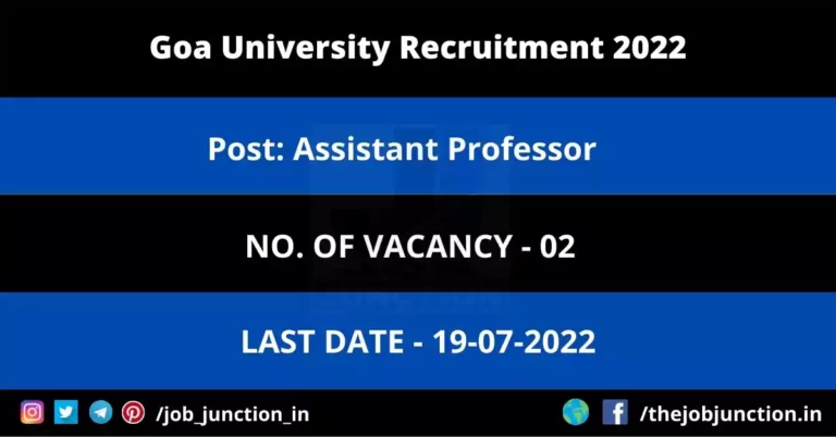 Goa University Assistant Professor Recruitment 2022
