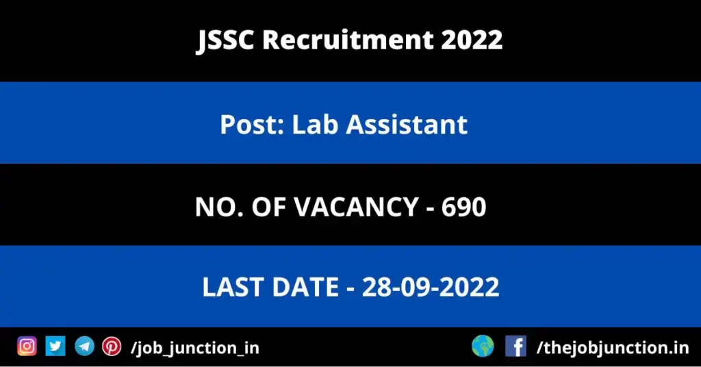 JSSC Lab Assistant Recruitment 2022