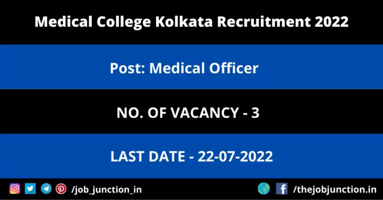 Medical College Kolkata Medical Officer Recruitment 2022
