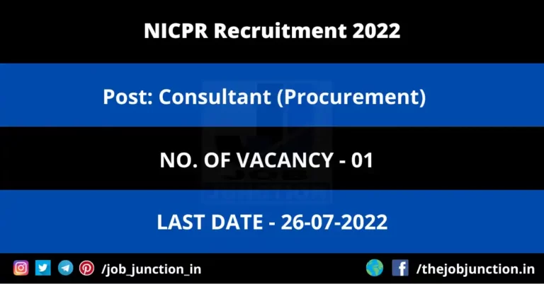 NICPR Consultant Recruitment 2022