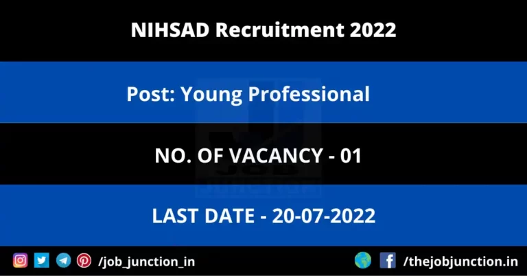 NIHSAD Young Professional Recruitment 2022