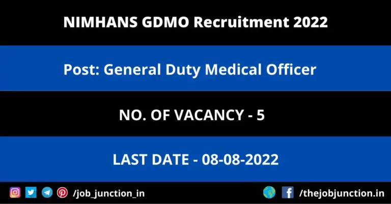 NIMHANS GDMO Recruitment 2022