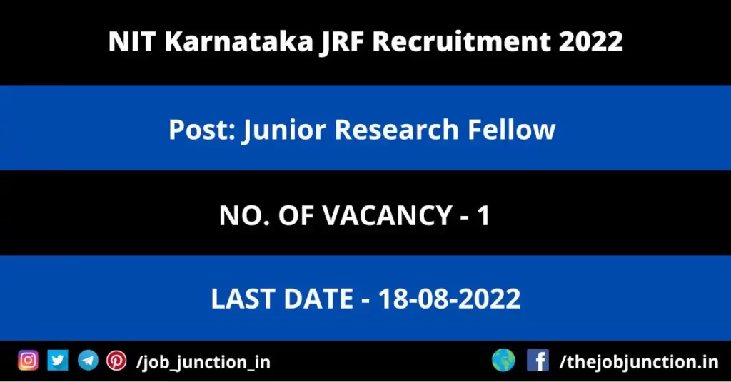 NIT Karnataka JRF Recruitment 2022