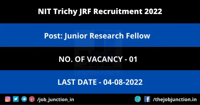 NIT Trichy JRF Recruitment 2022