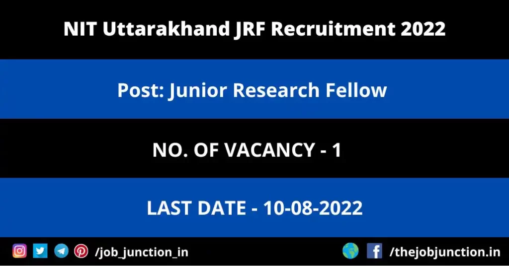 NIT Uttarakhand JRF Recruitment 2022