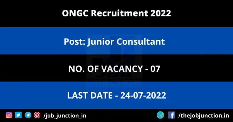 ONGC Junior Consultant Recruitment 2022