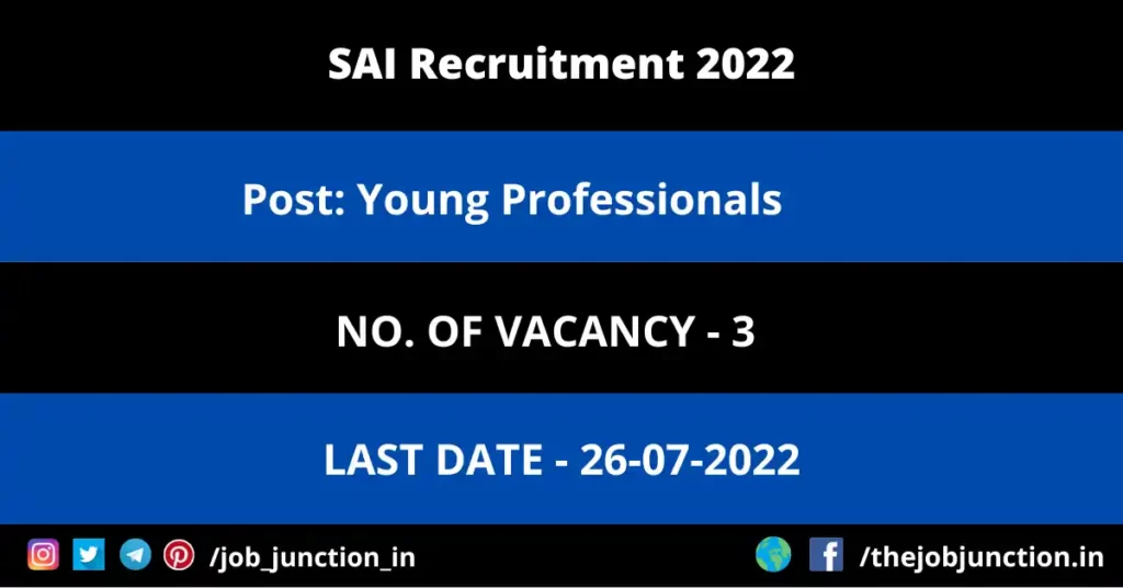 SAI Young Professionals Recruitment 2022