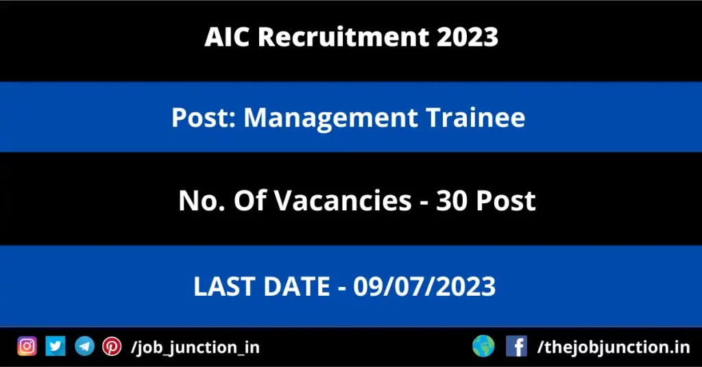AIC Management Trainee Recruitment 2023 JOB JUNCTION AIC Management Trainee Recruitment 2023