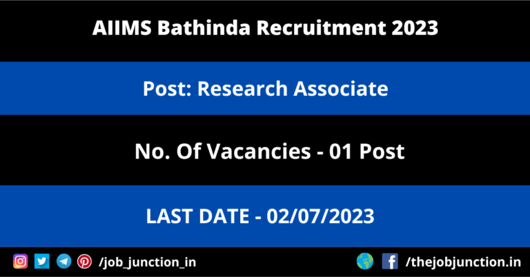 AIIMS Bathinda Research Associate Recruitment 2023