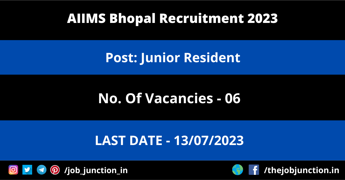 AIIMS Bhopal Junior Resident Recruitment 2023