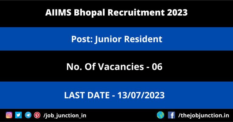 AIIMS Bhopal Junior Resident Recruitment 2023