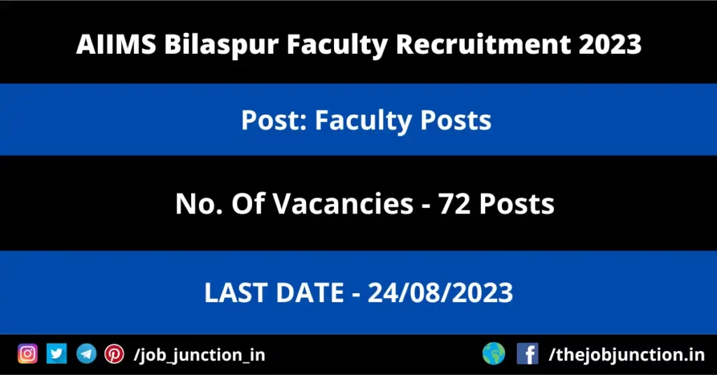 AIIMS Jodhpur Group C Recruitment 2023 JOB JUNCTION AIIMS Bilaspur Faculty Recruitment 2023