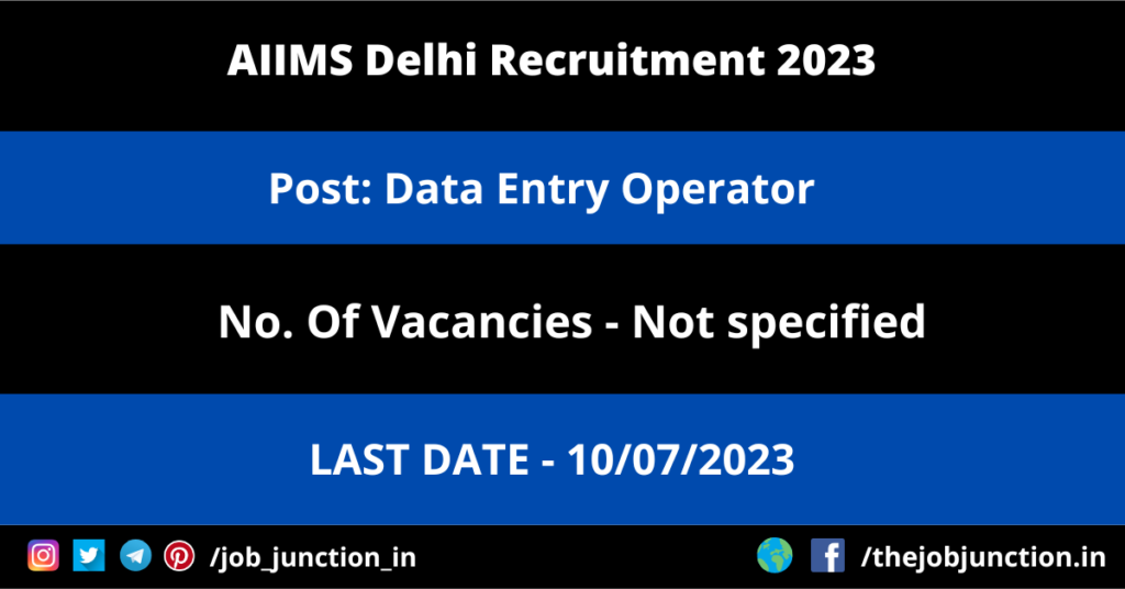 NHSRCL Director Recruitment 2023 JOB JUNCTION AIIMS Delhi DEO Recruitment 2023
