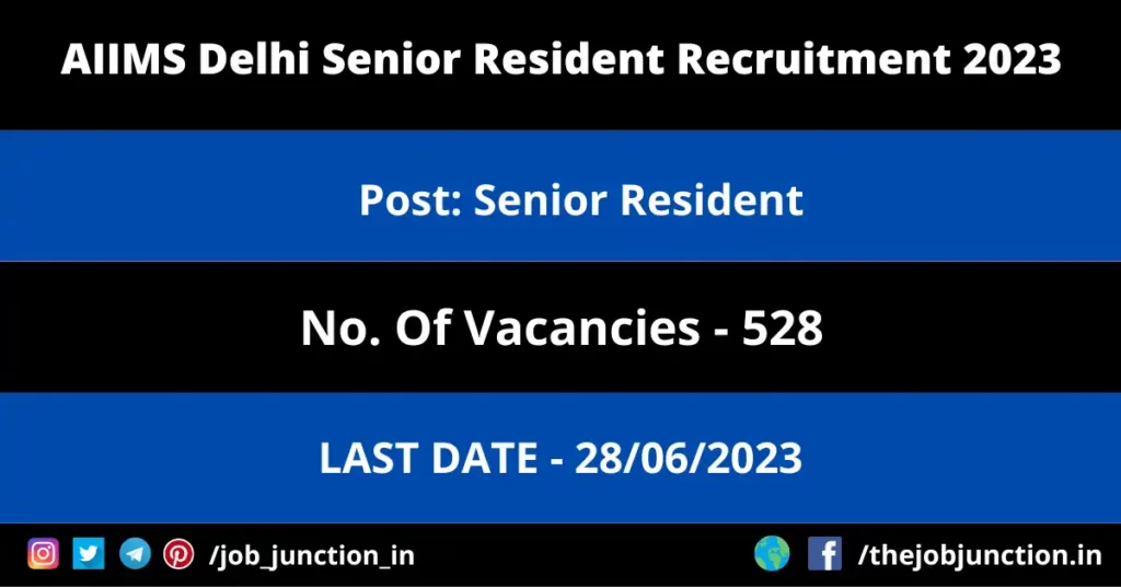AIIMS Jodhpur Group C Recruitment 2023 JOB JUNCTION AIIMS Delhi Senior Resident Recruitment 2023
