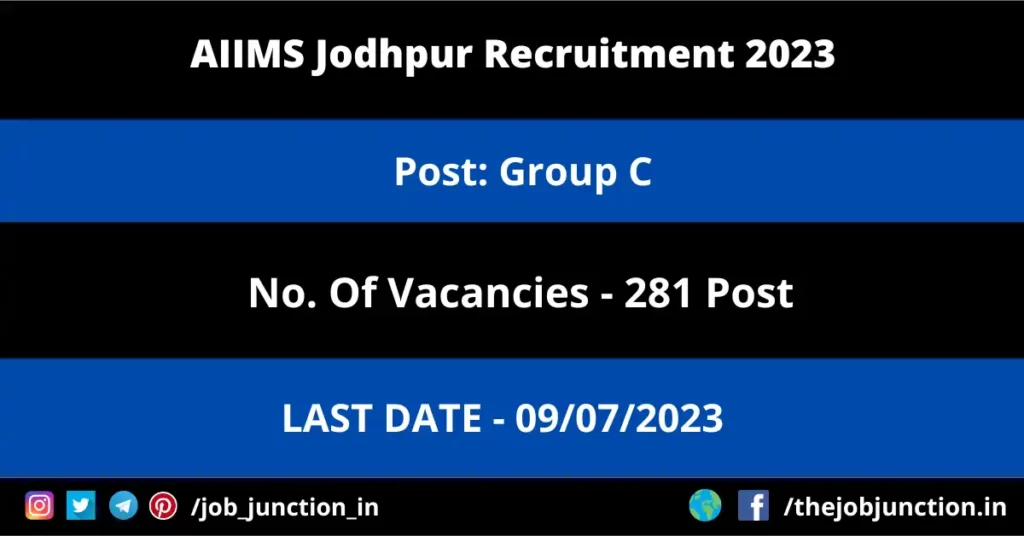 AIIMS Jodhpur Group C Recruitment 2023 JOB JUNCTION AIIMS Jodhpur Group C Recruitment 2023