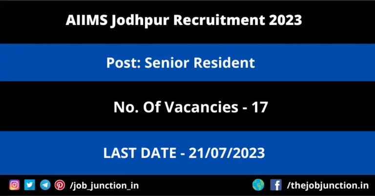 AIIMS Jodhpur Senior Resident Recruitment 2023