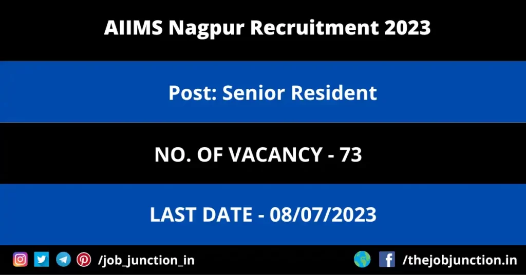 MHRB Assam Recruitment 2023 JOB JUNCTION AIIMS Nagpur Senior Resident Recruitment 2023