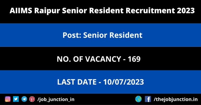 AIIMS Raipur Senior Resident Recruitment 2023