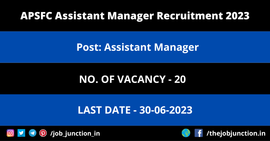 Shivaji University Assistant Professor Recruitment 2023 JOB JUNCTION APSFC-Assistant-Manager-Recruitment-2023