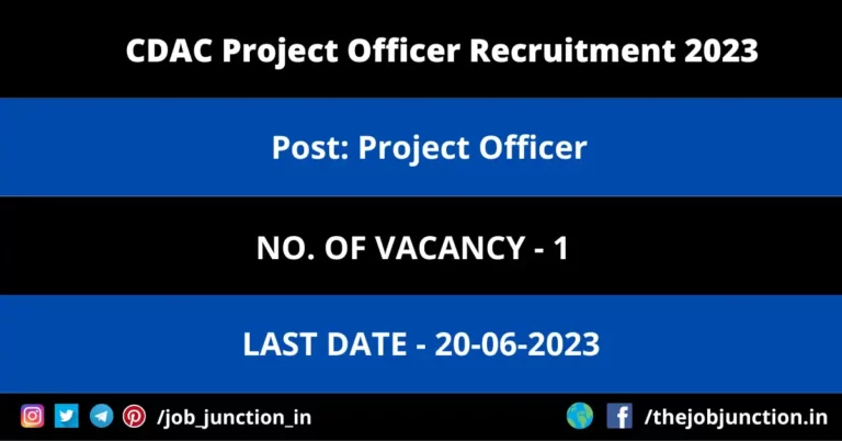 CDAC Project Officer Recruitment 2023