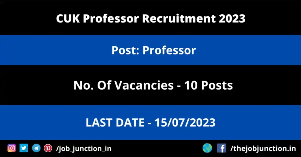 EPIL Manager Recruitment 2023 JOB JUNCTION CUK Professor Recruitment 2023