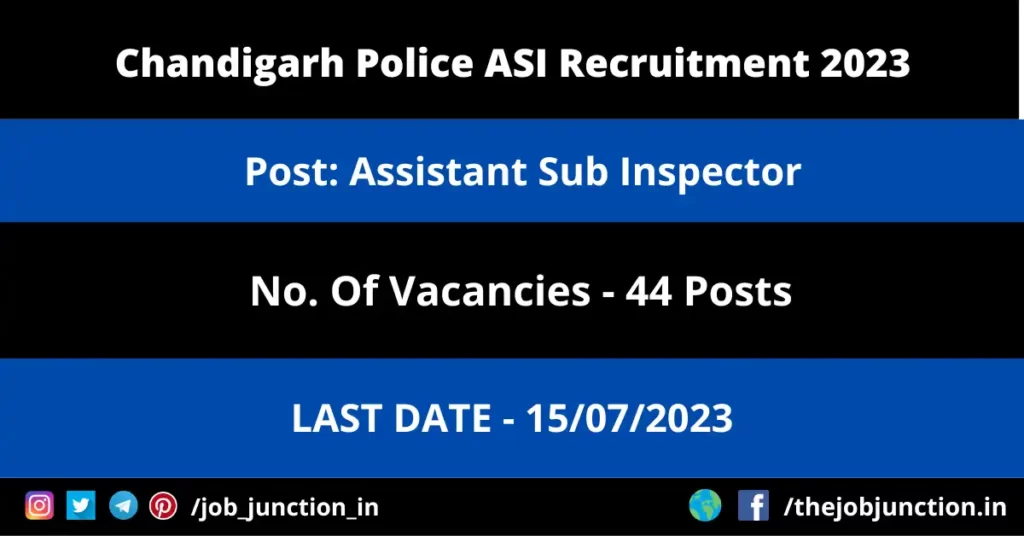 Odisha Police Recruitment 2023 JOB JUNCTION Chandigarh Police ASI Recruitment 2023