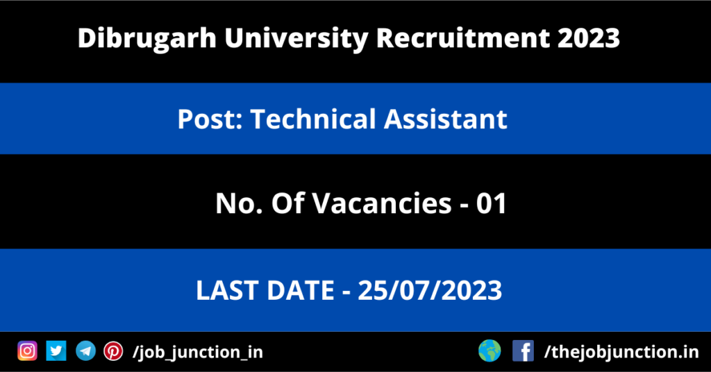 RITES Various Posts Recruitment 2023 JOB JUNCTION Dibrugarh University TA Recruitment 2023