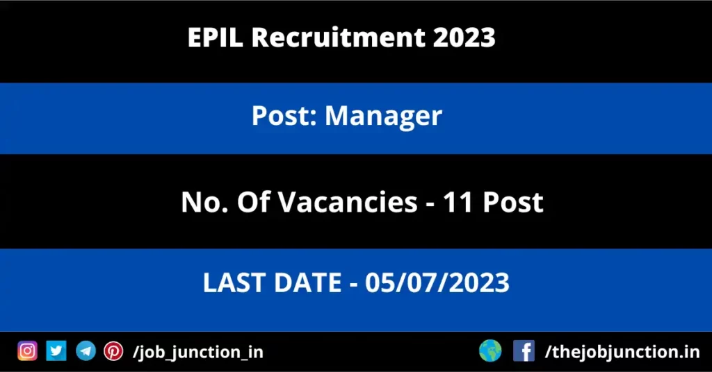 BECIL Recruitment 2023 JOB JUNCTION EPIL Manager Recruitment 2023
