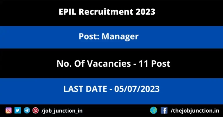 EPIL Manager Recruitment 2023