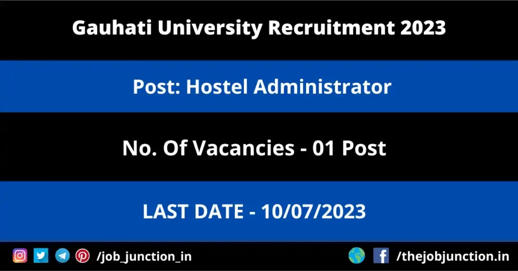 MoEFCC Consultant Recruitment 2023 JOB JUNCTION Gauhati University HA Recruitment 2023