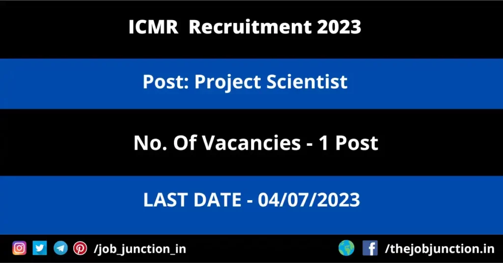 RITES Consultant Recruitment 2023 JOB JUNCTION ICMR Project Scientist Recruitment 2023