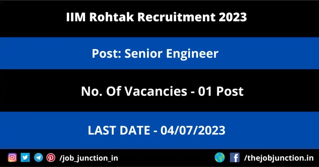 SLIET Assistant Professor Recruitment 2023 JOB JUNCTION IIM Rohtak Senior Engineer Recruitment 2023